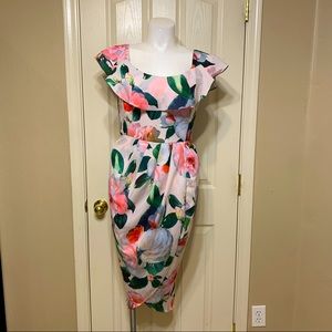 City Chic Floral Print Dress - Pink and Green